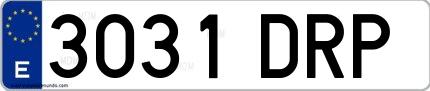 Ejemplo de matrícula española 3031 DRP