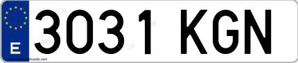 Ejemplo de matrícula de coche ordinaria 3031 KGN