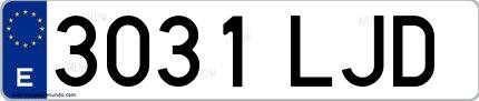 Ejemplo de matrícula española 3031 LJD
