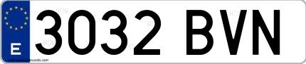 Ejemplo de matrícula española 3032 BVN