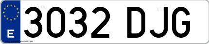Ejemplo de matrícula española 3032 DJG