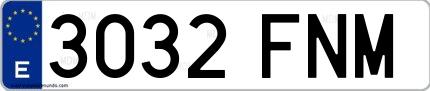 Ejemplo de matrícula española 3032 FNM