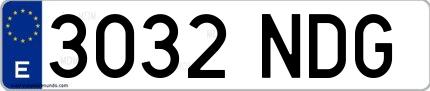 Ejemplo de matrícula española 3032 NDG