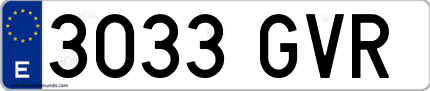 Ejemplo de matrícula de coche ordinaria 3033 GVR