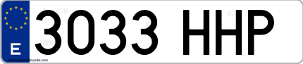 Ejemplo de matrícula de coche ordinaria 3033 HHP