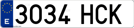 Ejemplo de matrícula de coche ordinaria 3034 HCK