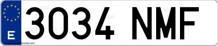 Ejemplo de matrícula española 3034 NMF