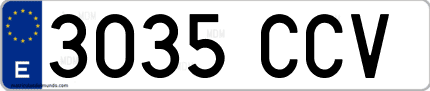Ejemplo de matrícula de coche ordinaria 3035 CCV