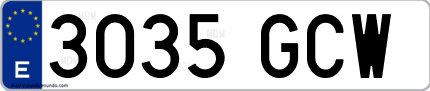 Ejemplo de matrícula de coche ordinaria 3035 GCW