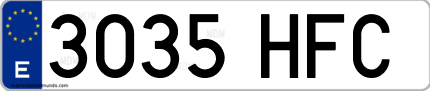 Ejemplo de matrícula de coche ordinaria 3035 HFC