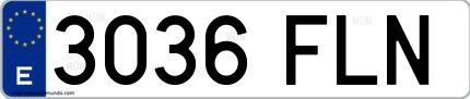 Ejemplo de matrícula española 3036 FLN