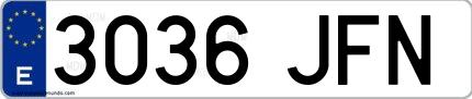 Ejemplo de matrícula española 3036 JFN