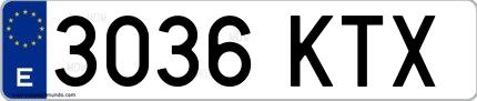 Ejemplo de matrícula española 3036 KTX