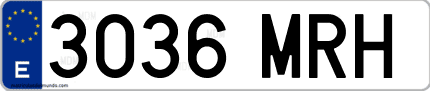 Ejemplo de matrícula de coche ordinaria 3036 MRH