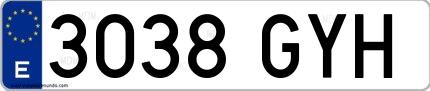 Ejemplo de matrícula española 3038 GYH
