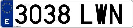 Ejemplo de matrícula española 3038 LWN