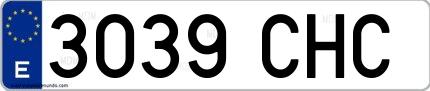 Ejemplo de matrícula española 3039 CHC