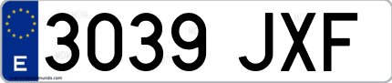 Ejemplo de matrícula de coche ordinaria 3039 JXF