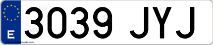 Ejemplo de matrícula de coche ordinaria 3039 JYJ