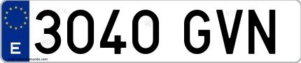 Ejemplo de matrícula española 3040 GVN