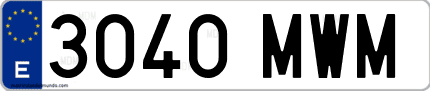 Ejemplo de matrícula de coche ordinaria 3040 MWM