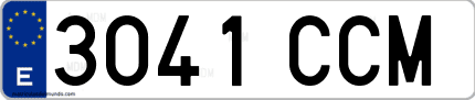 Ejemplo de matrícula de coche ordinaria 3041 CCM
