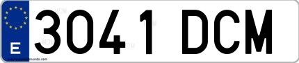 Ejemplo de matrícula española 3041 DCM