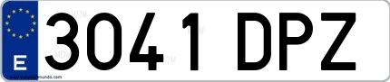 Ejemplo de matrícula española 3041 DPZ