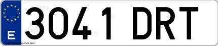 Ejemplo de matrícula española 3041 DRT