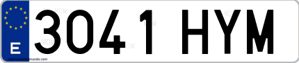 Ejemplo de matrícula de coche ordinaria 3041 HYM