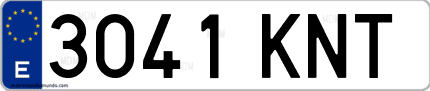 Ejemplo de matrícula de coche ordinaria 3041 KNT