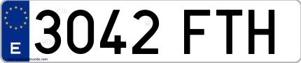 Ejemplo de matrícula española 3042 FTH