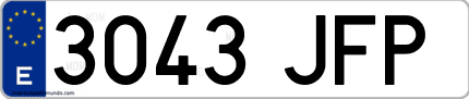 Ejemplo de matrícula de coche ordinaria 3043 JFP