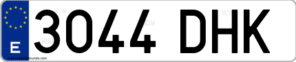 Ejemplo de matrícula de coche ordinaria 3044 DHK
