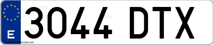 Ejemplo de matrícula de coche ordinaria 3044 DTX