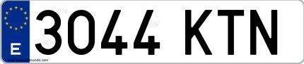 Ejemplo de matrícula española 3044 KTN