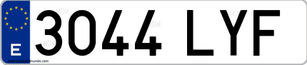 Ejemplo de matrícula de coche ordinaria 3044 LYF