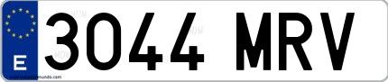 Ejemplo de matrícula española 3044 MRV