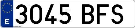 Ejemplo de matrícula española 3045 BFS