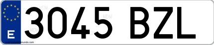 Ejemplo de matrícula española 3045 BZL