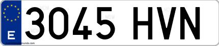 Ejemplo de matrícula de coche ordinaria 3045 HVN
