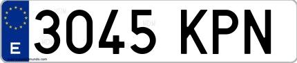 Ejemplo de matrícula española 3045 KPN