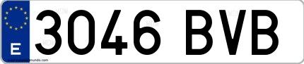 Ejemplo de matrícula española 3046 BVB