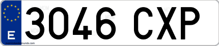 Ejemplo de matrícula de coche ordinaria 3046 CXP