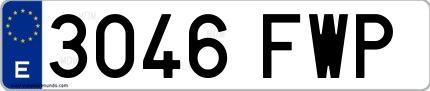 Ejemplo de matrícula española 3046 FWP