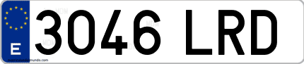Ejemplo de matrícula de coche ordinaria 3046 LRD