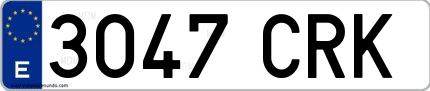 Ejemplo de matrícula de coche ordinaria 3047 CRK