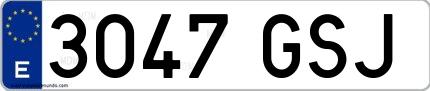 Ejemplo de matrícula española 3047 GSJ