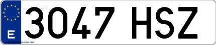 Ejemplo de matrícula española 3047 HSZ