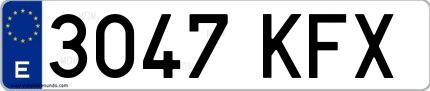 Ejemplo de matrícula española 3047 KFX